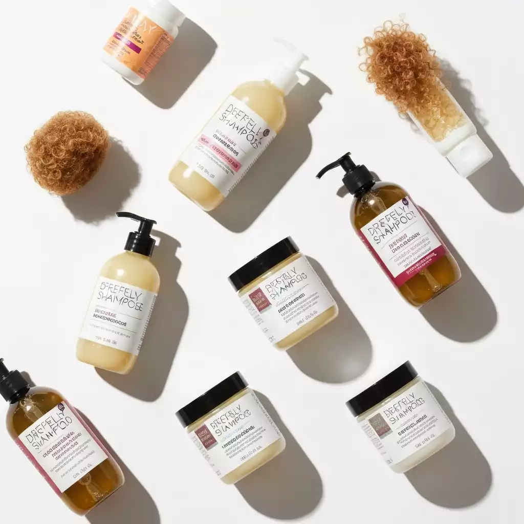 Selection of curly hair care products